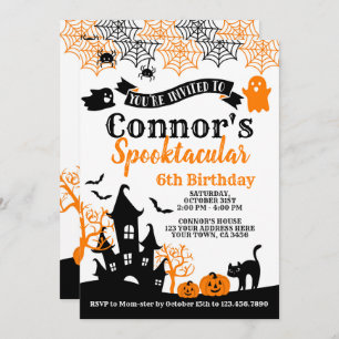 Invitation Anniversaire de l'Halloween orange et noir