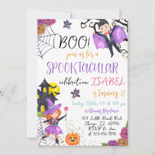 Invitation Anniversaire de l'Halloween violet Spooktaculaire