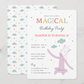 Invitation Anniversaire de Licorne Arc-en-Ciel Magique Slumbe