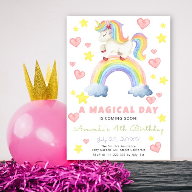 Invitation Anniversaire de Licorne de Arc-en-Ciel Magique (Créateur téléchargé)