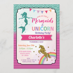 Invitation Anniversaire de licorne et de fille d'invitations
