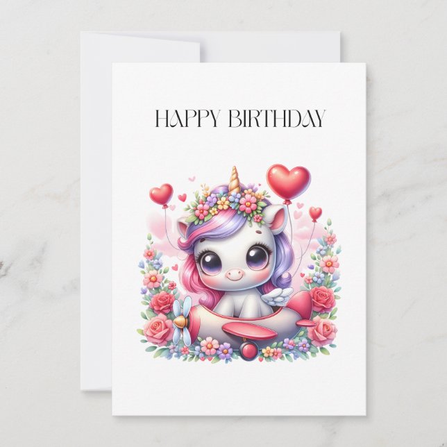 Invitation Anniversaire de Licorne Pilote (Devant)