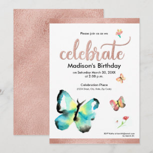 Invitation Anniversaire de l'imitation de rosegold