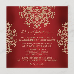 INVITATION ANNIVERSAIRE DE L'INDIEN ROUGE ET OR INSPIRÉ