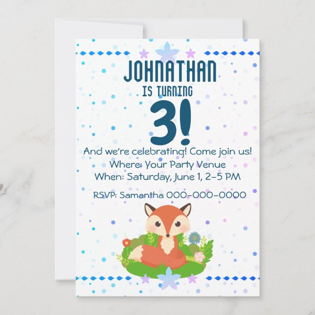 Invitation Anniversaire de Little Fox (Devant)