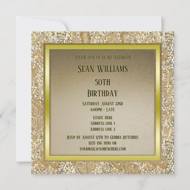 Invitation Anniversaire de l'or Classy Unisex (Devant)