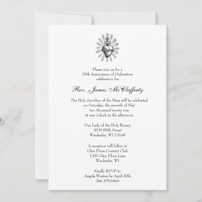 Invitation Anniversaire de l'Ordination des prêtres catholiqu (Devant)