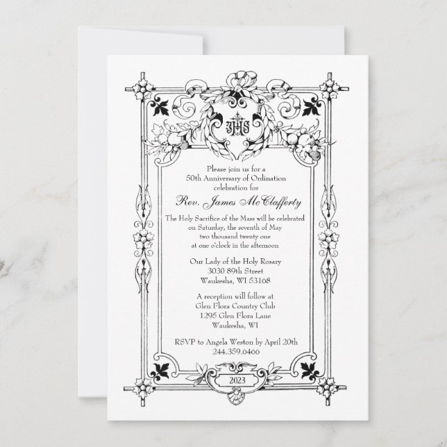 Invitation Anniversaire de l'Ordination du prêtre catholique  (Devant)