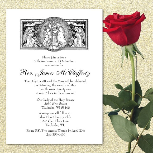 Invitation Anniversaire De L'Ordination Du Prêtre Élégant Cat (Créateur téléchargé)