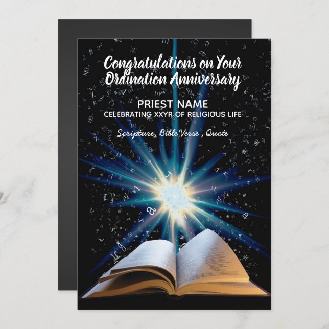 Invitation Anniversaire de l'ordre du prêtre - N'IMPORTE QUEL (Devant / Derrière)