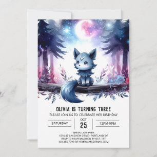 Invitation Anniversaire de loup de fantaisie personnalisé