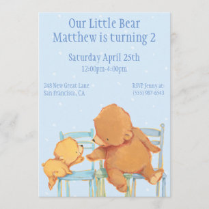 Invitation Anniversaire de l'ours Brown et de l'ours jaune