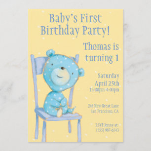 Invitation Anniversaire de l'Ours de Calico Bleu