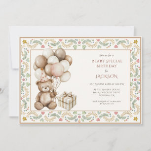 Invitation Anniversaire de l'ours en peluche mignon