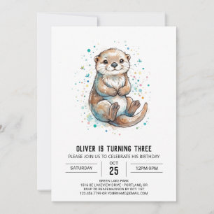 Invitation Anniversaire de loutre brune enjouée