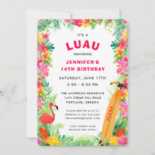Invitation Anniversaire de Luau à Hawaï