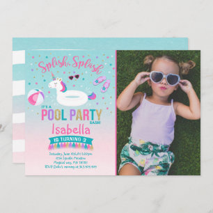 Invitation Anniversaire de l'Unicorn Pool Party Pi