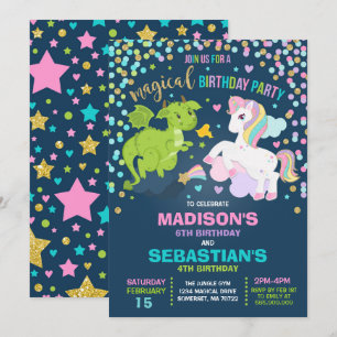 Invitation Anniversaire De L'Unicorne Et Du Dragon