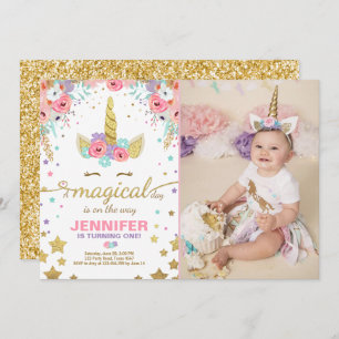 Invitation Anniversaire de l'Unicorne Pink Gold