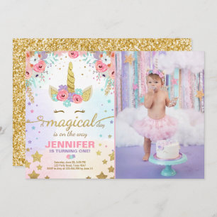 Invitation Anniversaire de l'Unicorne Pink Gold
