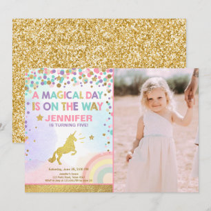Invitation Anniversaire de l'Unicorne Pink Gold