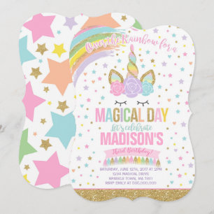 Invitation Anniversaire de l'Unicorne Pink Gold Un