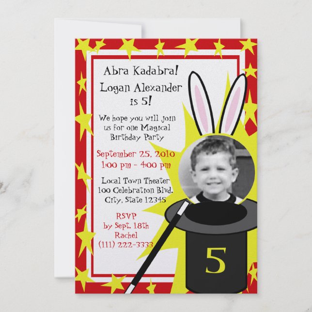 Invitation Anniversaire de Magic Me (Devant)