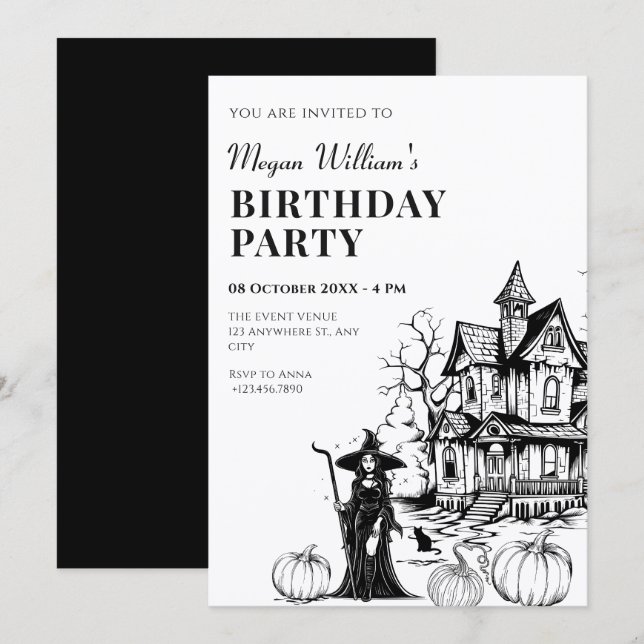 Invitation Anniversaire de maison hantée  (Devant / Derrière)