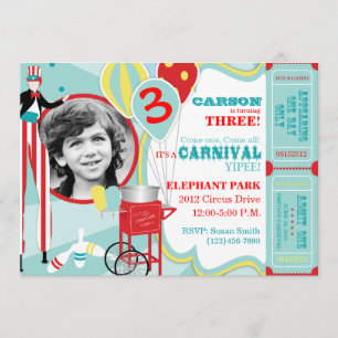 Invitation Anniversaire de marcheur d'échasse de carnaval et