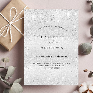 Invitation anniversaire de mariage 25 ans argent paillettes l
