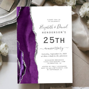 Invitation Anniversaire de mariage 25 ans Purple Agate Argent