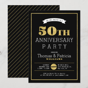 Invitation anniversaire de mariage 50 ans en Or Mo