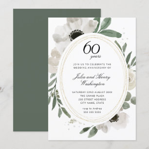 Invitation Anniversaire de mariage 60 ans Watercolor Floral V