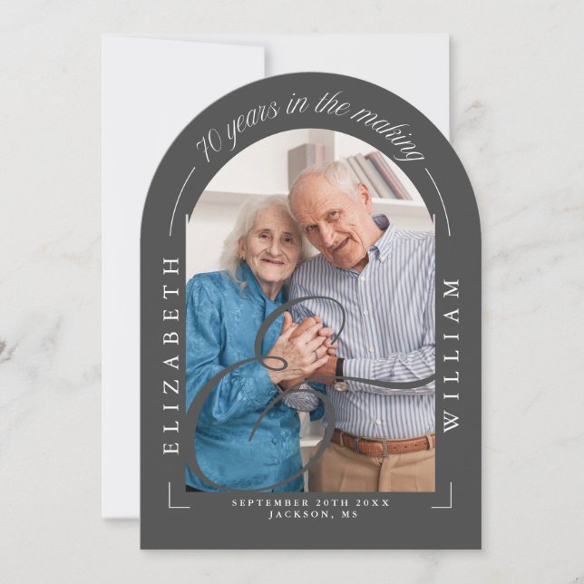 Invitation anniversaire de mariage 70 ans Photo Ar (Devant)