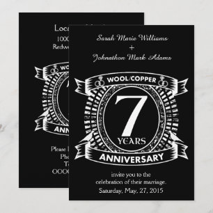 Invitation anniversaire de mariage 7 ans laine cuivre