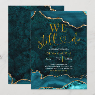 Invitation Anniversaire de mariage Agate sarcelle et or