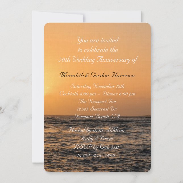 Invitation Anniversaire de mariage au coucher du soleil à Kau (Dos)