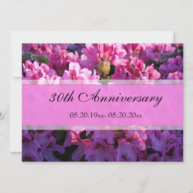 Invitation Anniversaire de mariage avec azalée rose en fleurs (Devant)