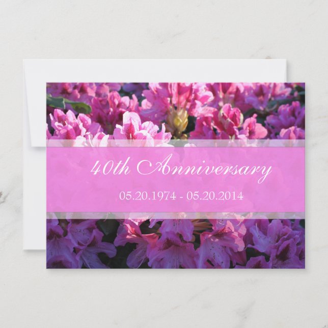 Invitation Anniversaire de mariage avec azalée rose en fleurs (Devant)