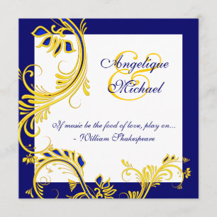 Invitation Anniversaire de mariage blanc jaune bleu élégant