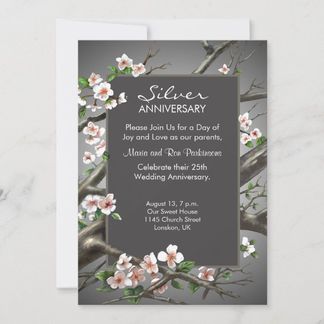 Invitation Anniversaire de mariage d'argent - 25 ans (Devant)