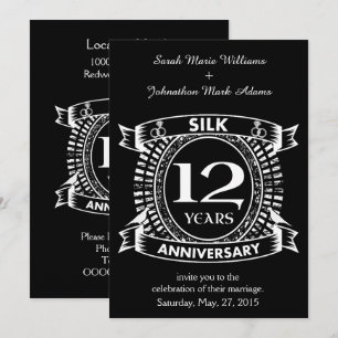 Invitation anniversaire de mariage de 12 ans soie