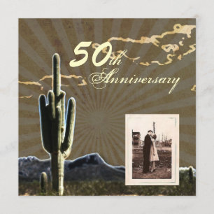 Invitation anniversaire de mariage de 50 ans cactus western c