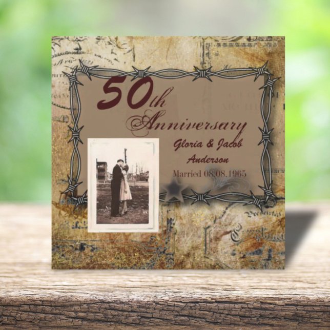 Invitation anniversaire de mariage de 50 ans country western  (rustic western country 50th wedding anniversary invitation)