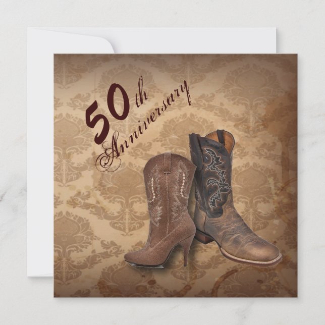 Invitation anniversaire de mariage de 50 ans Cowboy de pays o (Devant)