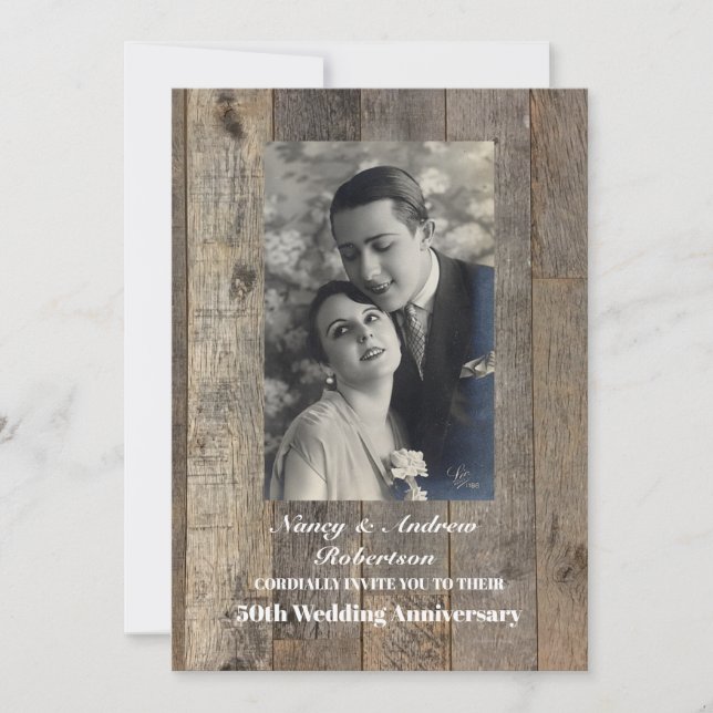 Invitation anniversaire de mariage de 50 ans de style western (Devant)