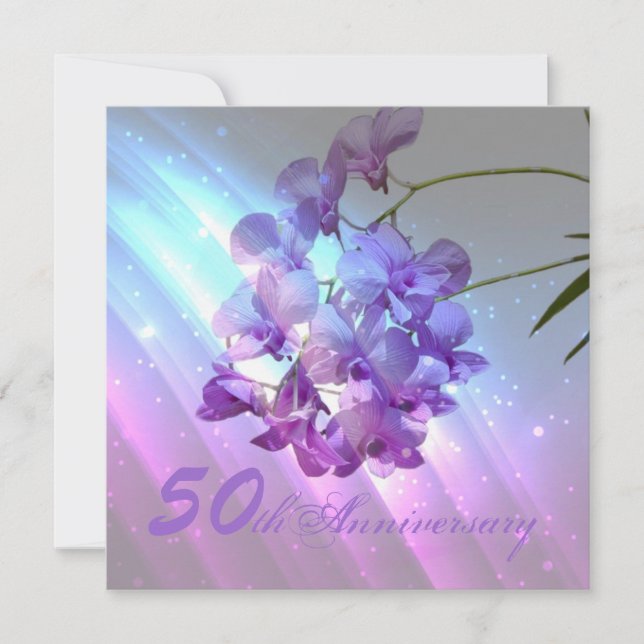 Invitation anniversaire de mariage de 50 ans orchidée violett (Devant)