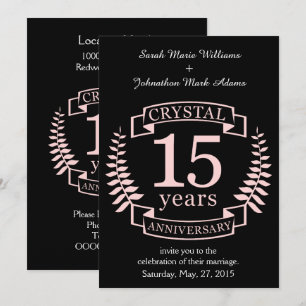 Invitation Anniversaire de mariage de cristal 15 ans