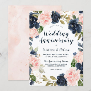 Invitation Anniversaire de mariage de toutes les années Rose 
