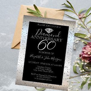 Invitation Anniversaire de mariage diamant Confetti argent